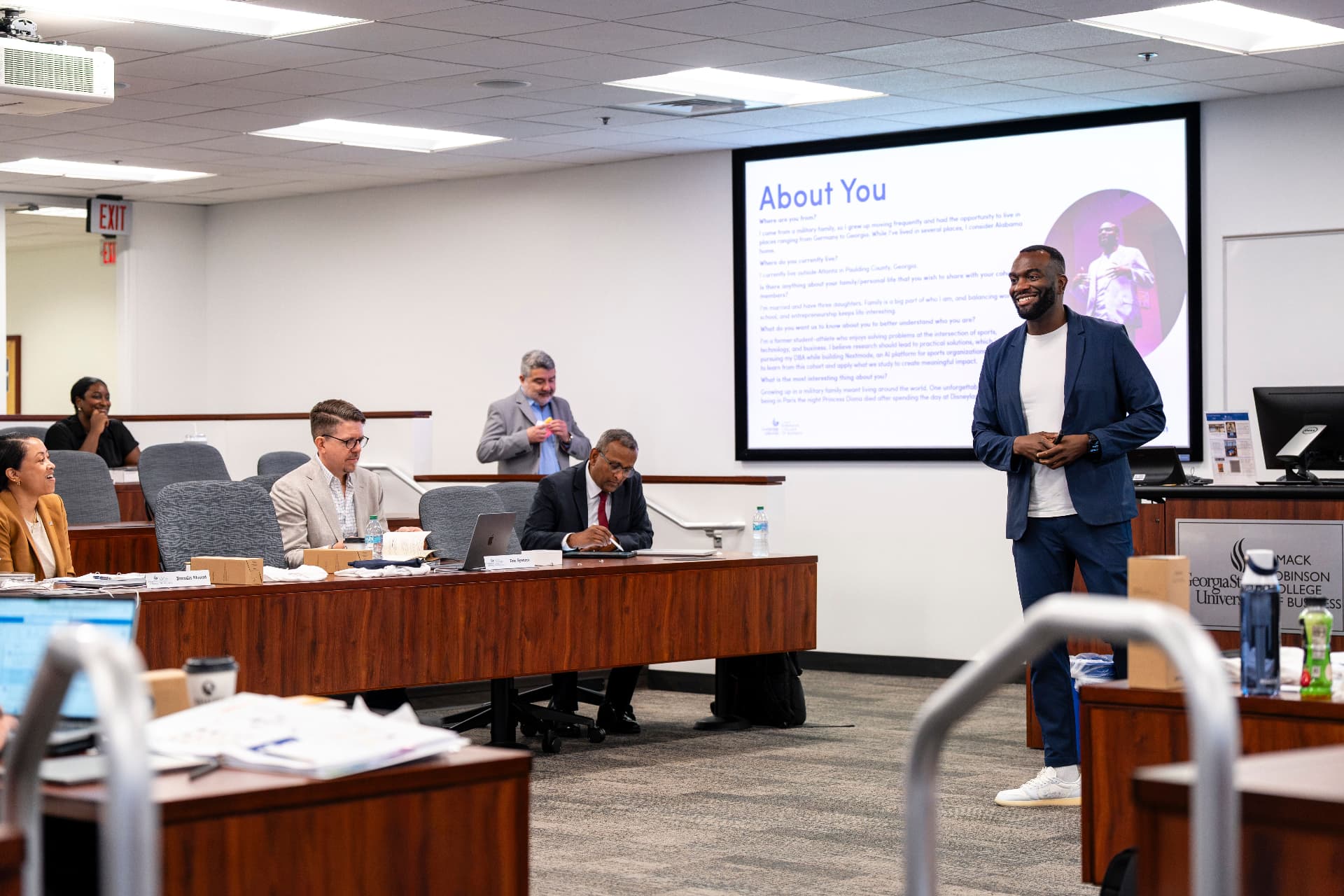 Fred presenting in a Georgia State University classroom