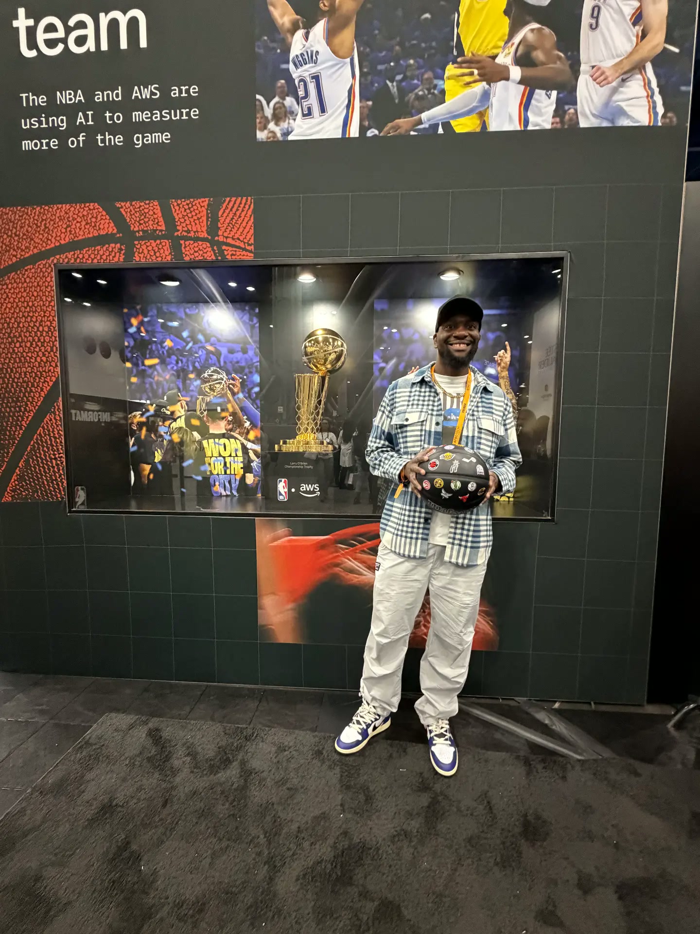 Fred at a basketball and technology exhibit